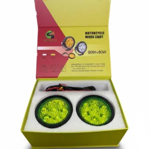 SSpecs Motorcycle Work Light Round 7-LED 70W White+Yellow+Green (Pack of 2) (With Wiring Harness) – Car Lighting by SSpecs